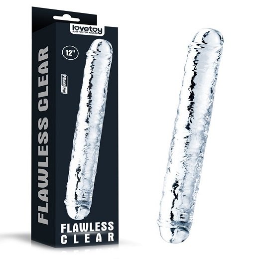 11.8 Clear Jelly Double Dildo With Veins