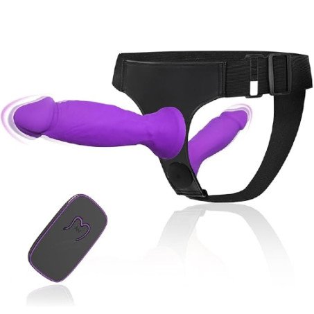 Strap On Vibrating Dildo Harness With 2 Silicone Double Sided Dildo