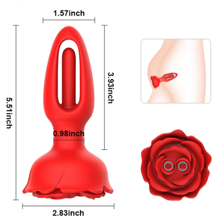 9 Vibration Modes Remote Control Rose Butt Plug
