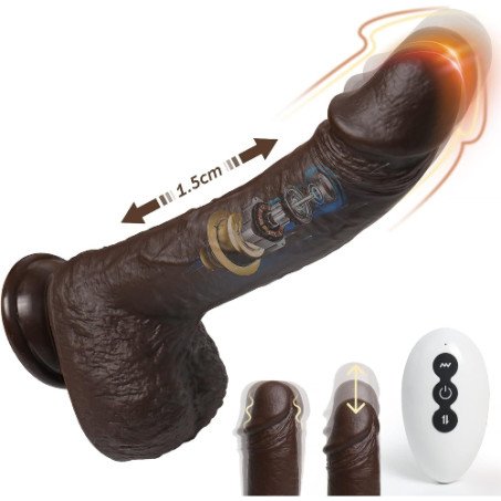 Multi Functional Black Realistic Dildo With 9 Thrusting & Vibrating Modes For Women