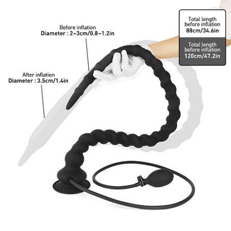 34 Extra Long Inflatable Silicone Butt Plug